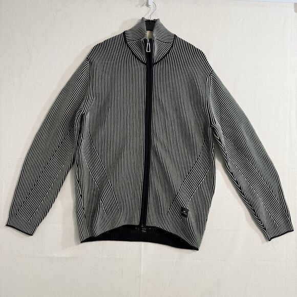 Paul Smith Men's Ribbed Full Zip Crew Knit Black Cotton Blend Size Medium *Flaw - Picture 1 of 13